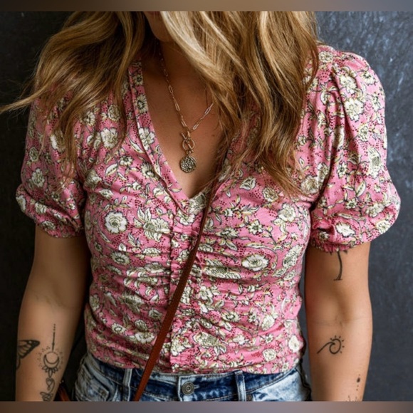 Floral Pink Short Sleeve Tee - Picture 4 of 16